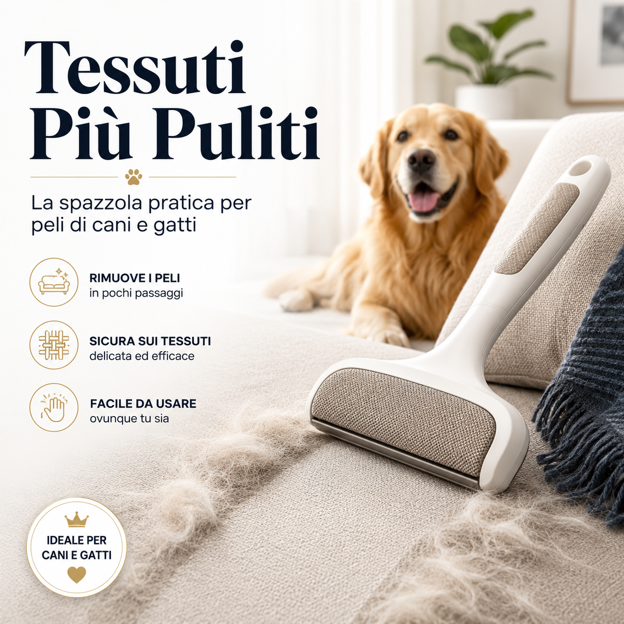 Spazzola Rimuovi Peli per Cani e Gatti