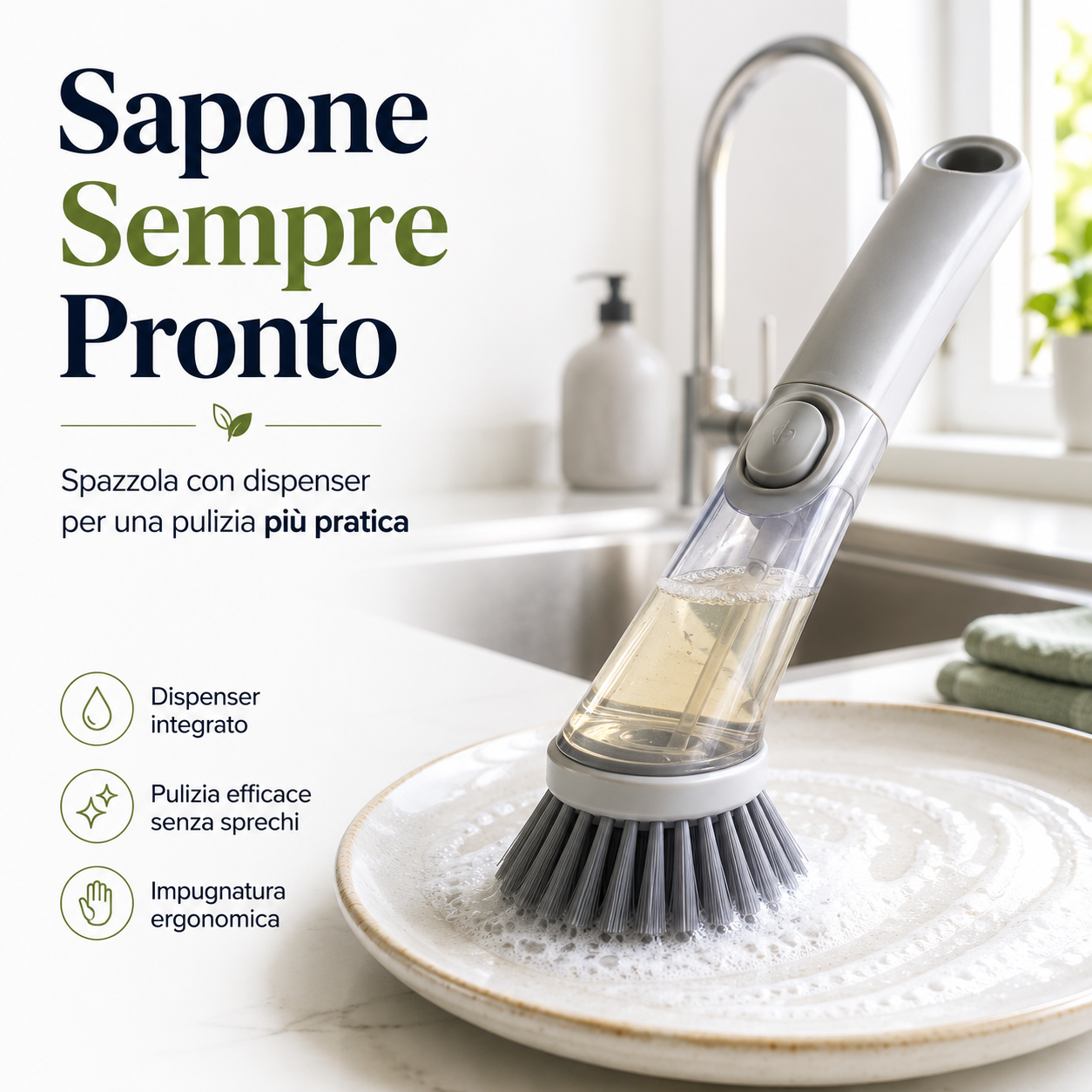 Spazzola con Dispenser di Sapone